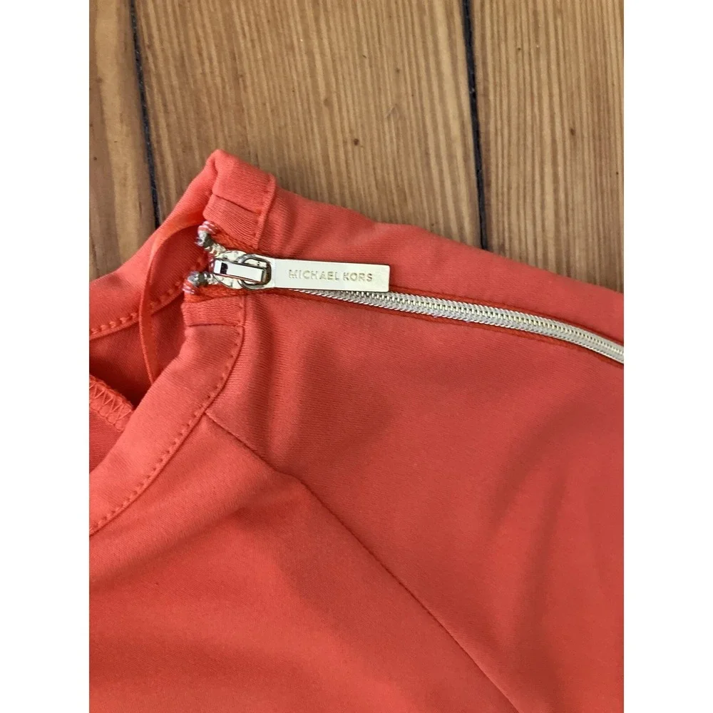 Michael Kors Shirt Sz S Orange‎ Zipper Long Sleeve